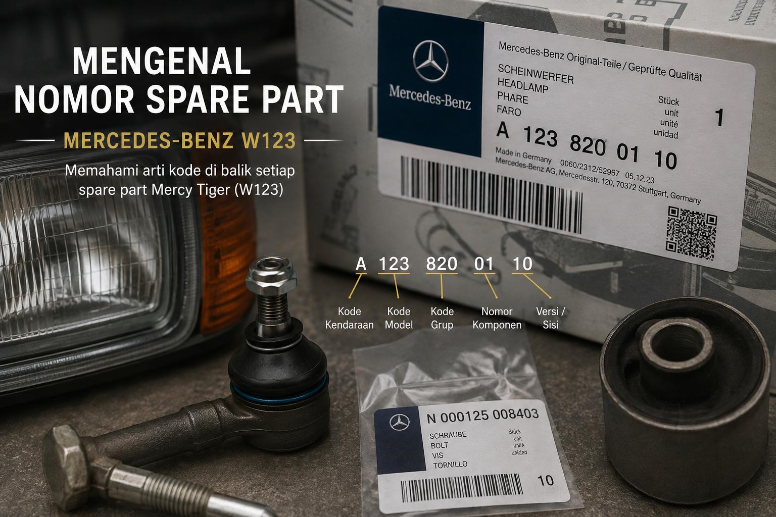 Ilustrasi Nomor Part dan Suku Cadang Mercedes-Benz W123
